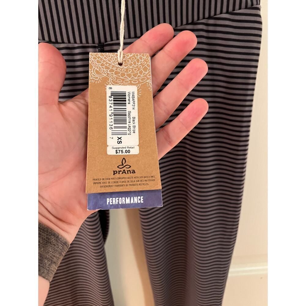 Prana Black Stripe Sapphire Legging NWT Sz. XS - Picture 6 of 8